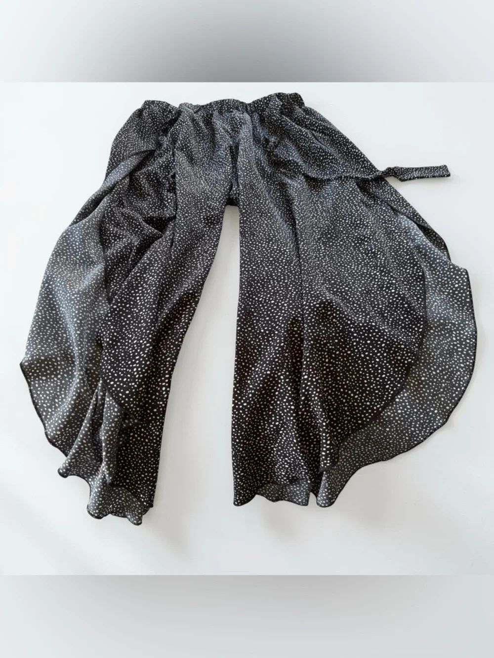 SHEIN Curve 0XL High Slit Speckled Wide Leg Pants Faux Maxi Skirt Tie Waist Boho - Picture 3 of 15